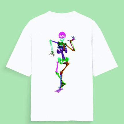 Ghost Dancing : Graphic Oversized T-Shirt – White | 100% Cotton | Relaxed Fit Unisex Tee - Peepri