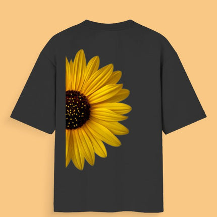 Sun Flower : Graphic Oversized T-Shirt – White | 100% Cotton | Relaxed Fit Unisex Tee - Peepri