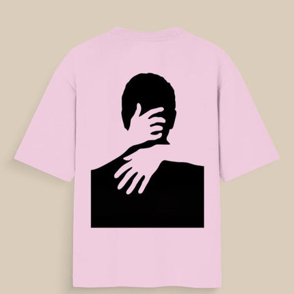 Hugging self : Graphic Oversized T-Shirt – White | 100% Cotton | Relaxed Fit Unisex Tee - Peepri