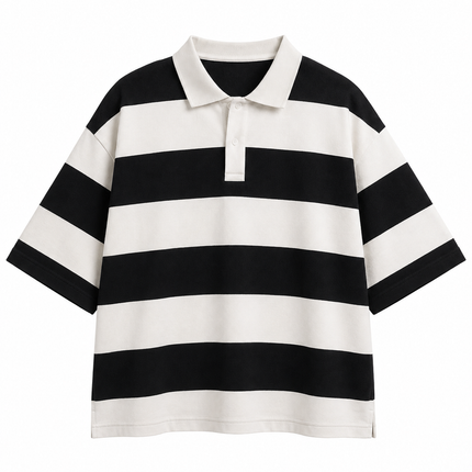Noir Lines : Classic Never Fades. | Black & White Striped Polo