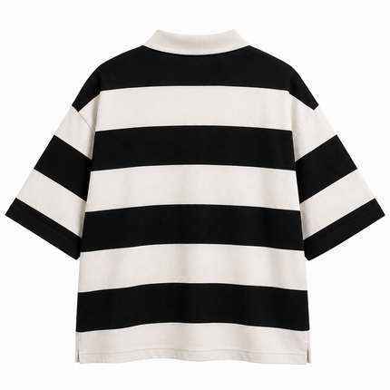 Noir Lines : Classic Never Fades. | Black & White Striped Polo