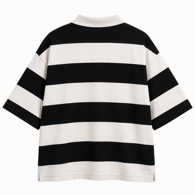 Noir Lines : Classic Never Fades. | Black & White Striped Polo