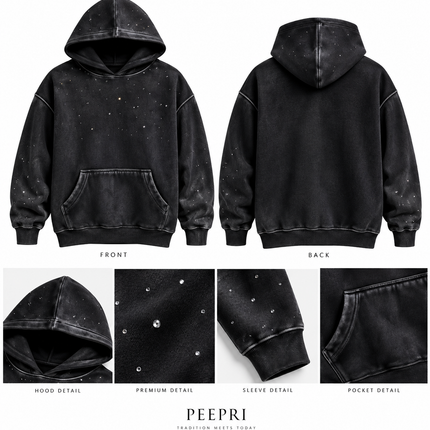 Midnight Stardust : Made to Shine After Dark | Rinestone Oversized Hoodie