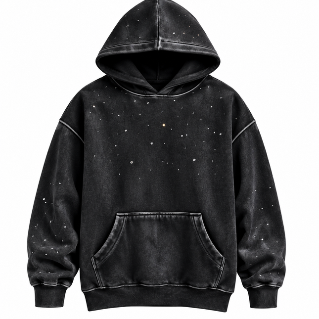 Midnight Stardust : Made to Shine After Dark | Rinestone Oversized Hoodie