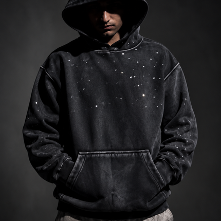Midnight Stardust : Made to Shine After Dark | Rinestone Oversized Hoodie