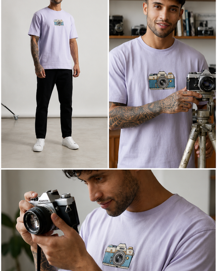 Camera Logo : Thread Embroidery Oversized T-Shirt