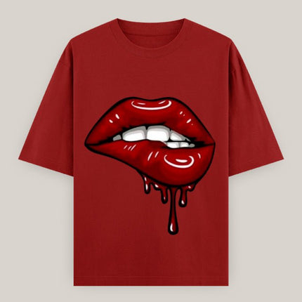 Glossy Lips : Printed Oversized T-Shirt - Peepri