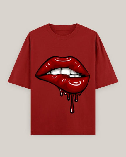 Glossy Lips : Printed Oversized T-Shirt - Peepri
