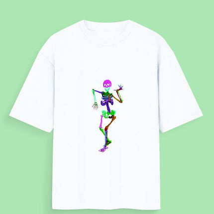 Ghost Dancing : Graphic Oversized T-Shirt – White | 100% Cotton | Relaxed Fit Unisex Tee - Peepri
