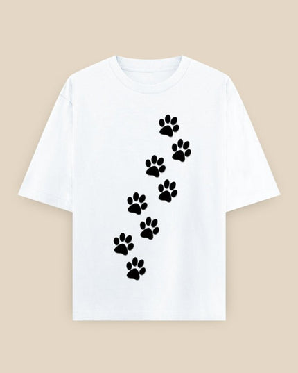 Cat Paw : Printed Oversized T-Shirt - Peepri