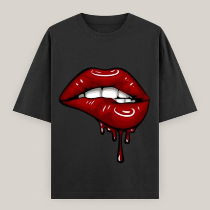 Glossy Lips : Printed Oversized T-Shirt - Peepri
