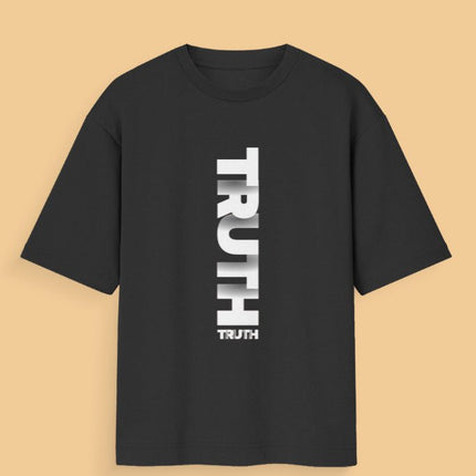 Truth : Graphic Oversized T-Shirt – White | 100% Cotton | Relaxed Fit Unisex Tee - Peepri