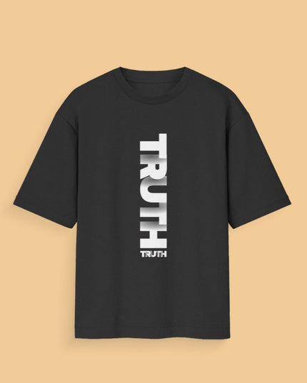Truth : Graphic Oversized T-Shirt – White | 100% Cotton | Relaxed Fit Unisex Tee - Peepri