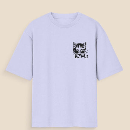 Cool Cat : Graphic Oversized T-Shirt – White | 100% Cotton | Relaxed Fit Unisex Tee - Peepri