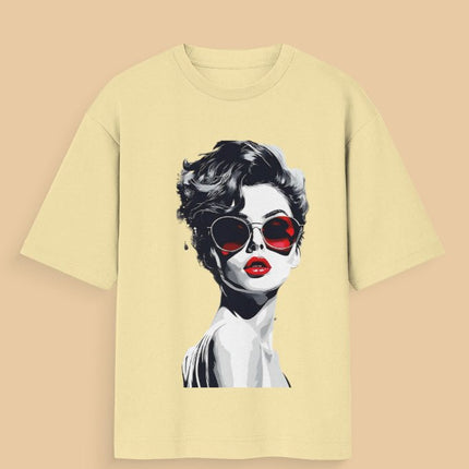 Noir Muse Graphic Oversized T-Shirt – White | 100% Cotton | Relaxed Fit Unisex Tee - Peepri