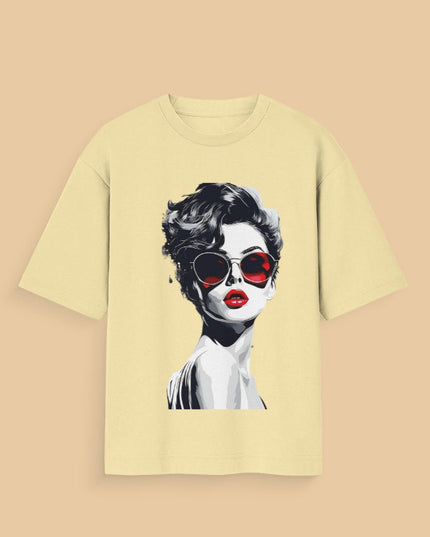 Noir Muse Graphic Oversized T-Shirt – White | 100% Cotton | Relaxed Fit Unisex Tee - Peepri