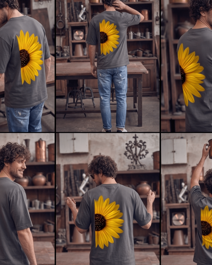 Sun Flower : Graphic Oversized T-Shirt – White | 100% Cotton | Relaxed Fit Unisex Tee - Peepri