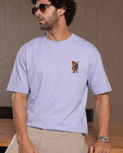 Teddy cum Robot : Graphic Oversized T-Shirt – White | 100% Cotton | Relaxed Fit Unisex Tee - Peepri