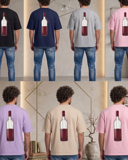 Red Wine : Printed Oversized T-Shirt