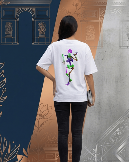 Ghost Dancing : Graphic Oversized T-Shirt – White | 100% Cotton | Relaxed Fit Unisex Tee - Peepri