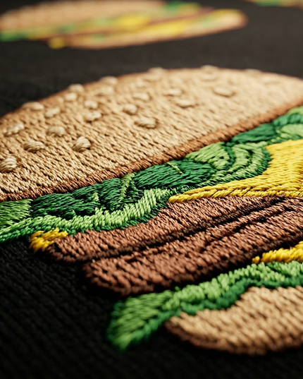 Burger Logo : Thread Embroidery Oversized T-Shirt