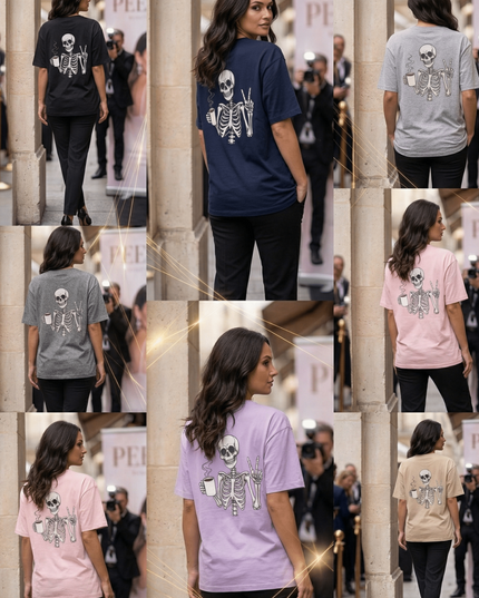 Ghost and Coffee : Graphic Oversized T-Shirt – White | 100% Cotton | Relaxed Fit Unisex Tee - Peepri