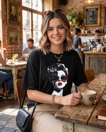 Noir Muse Printed Oversized T-Shirt