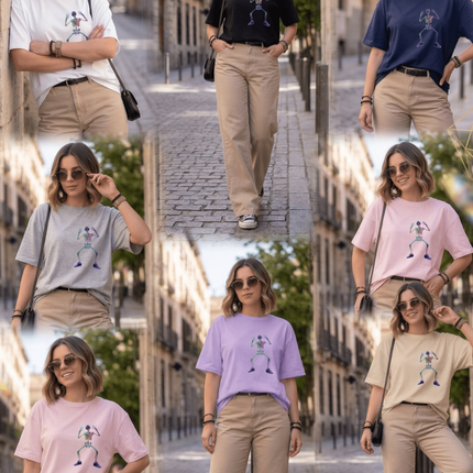 Dancing Skeleton : Graphic Oversized T-Shirt – White | 100% Cotton | Relaxed Fit Unisex Tee - Peepri
