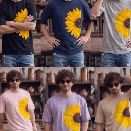 Sun Flower : Graphic Oversized T-Shirt – White | 100% Cotton | Relaxed Fit Unisex Tee - Peepri