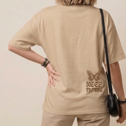 Keep Flying : Graphic Oversized T-Shirt – White | 100% Cotton | Relaxed Fit Unisex Tee - Peepri