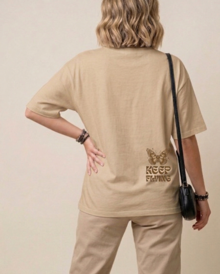Keep Flying : Graphic Oversized T-Shirt – White | 100% Cotton | Relaxed Fit Unisex Tee