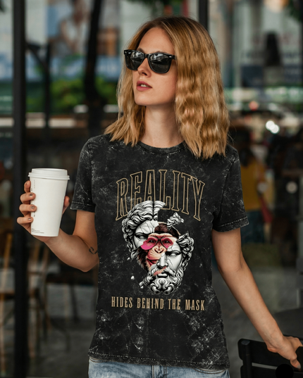 Monkey Mix : Acid Washed Oversized T-Shirt | 100% Heavyweight Cotton | Relaxed Fit Unisex Tee - Peepri