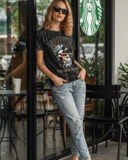 Monkey Mix : Acid Washed Oversized T-Shirt | 100% Heavyweight Cotton | Relaxed Fit Unisex Tee - Peepri