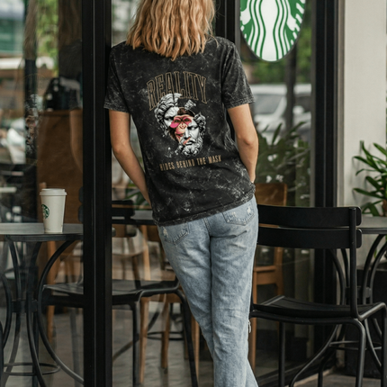 Monkey Mix : Acid Washed Oversized T-Shirt | 100% Heavyweight Cotton | Relaxed Fit Unisex Tee - Peepri
