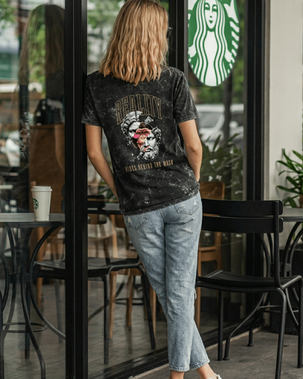 Monkey Mix : Acid Washed Oversized T-Shirt | 100% Heavyweight Cotton | Relaxed Fit Unisex Tee - Peepri