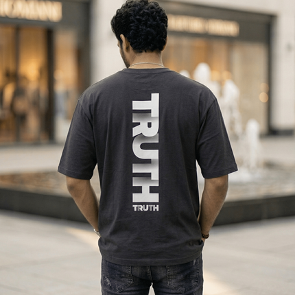 Truth : Graphic Oversized T-Shirt – White | 100% Cotton | Relaxed Fit Unisex Tee - Peepri