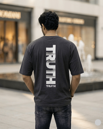 Truth : Graphic Oversized T-Shirt – White | 100% Cotton | Relaxed Fit Unisex Tee - Peepri