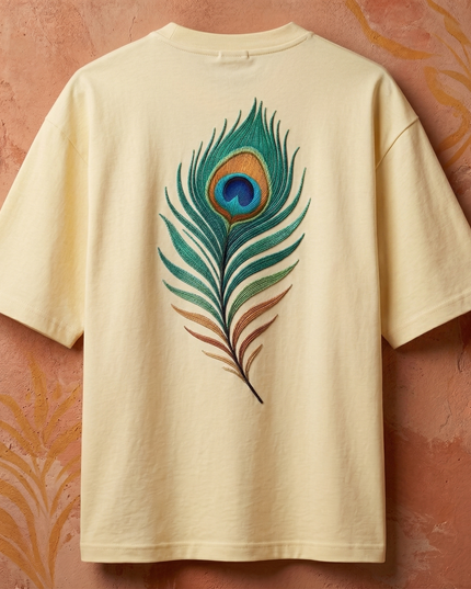 Peacock Plume Printed Oversized T-Shirt