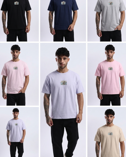 Camera Logo : Thread Embroidery Oversized T-Shirt