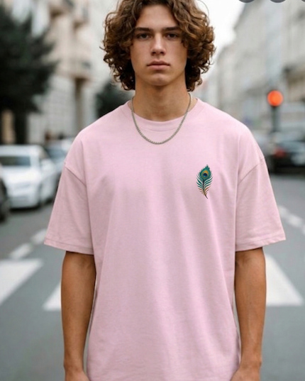 Peacock Plume Printed Oversized T-Shirt