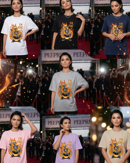 I'M Fine : Printed Oversized T-Shirt
