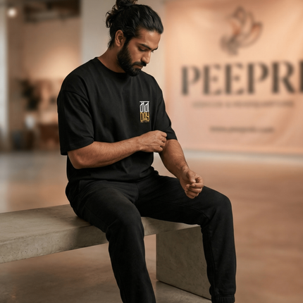 Monday : Graphic Oversized T-Shirt – White | 100% Cotton | Relaxed Fit Unisex Tee - Peepri