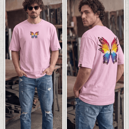 Colourful Butterfly : Printed Oversized T-Shirt - Peepri