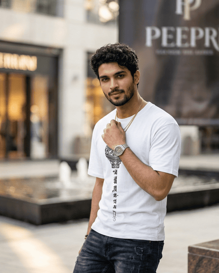 Lord Hanuman Gada : Printed Oversized T-Shirt - Peepri