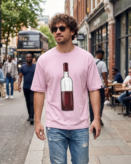 Red Wine : Printed Oversized T-Shirt