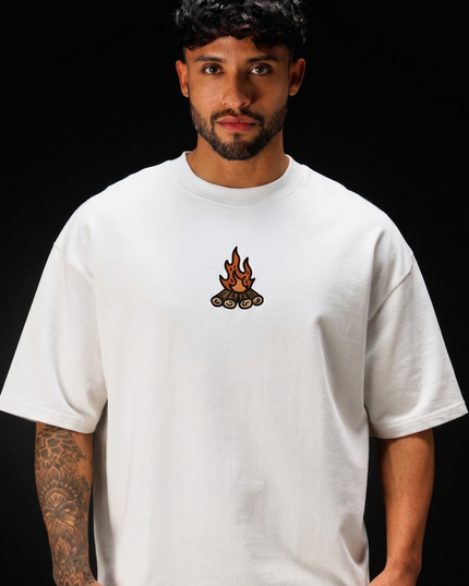 Camp Fire Logo : Thread Embroidery Oversized T-Shirt