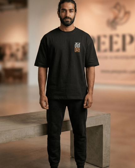 Monday : Graphic Oversized T-Shirt – White | 100% Cotton | Relaxed Fit Unisex Tee - Peepri