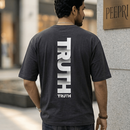 Truth : Graphic Oversized T-Shirt – White | 100% Cotton | Relaxed Fit Unisex Tee - Peepri