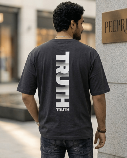 Truth : Graphic Oversized T-Shirt – White | 100% Cotton | Relaxed Fit Unisex Tee - Peepri