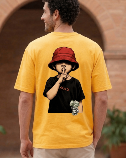 Silence : Graphic Oversized T-Shirt – White | 100% Cotton | Relaxed Fit Unisex Tee - Peepri